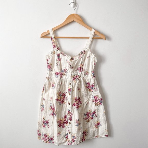 Charlotte Russe Floral Cotton Button Mini Dress Size Medium - Picture 1 of 5
